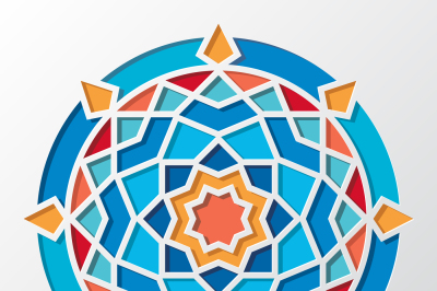 Contemporary arabic geometric round vector pattern for wallpaper