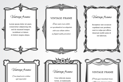 Vintage victorian border frames vector set for certificate and book de