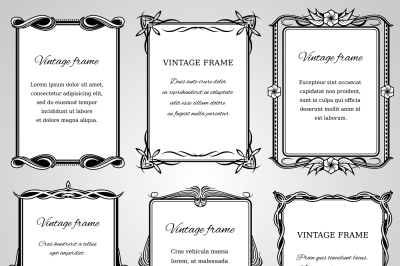 Retro classic borders and calligraphic old wedding photo frames vector