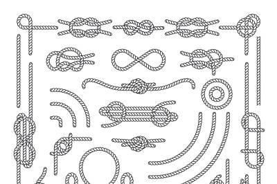 Nautical rope knots vector decorative vintage elements