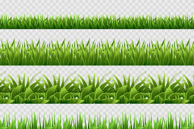 Realistic green grass seamless vector backgrounds isolated