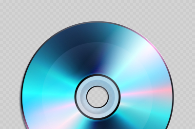Realistic cd or dvd compact disk close up vector illustration
