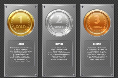 Sports or business vector infographics with winners award medals