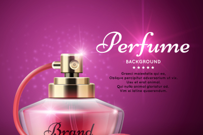 Perfume product vector background with sweet aroma woman fragrance