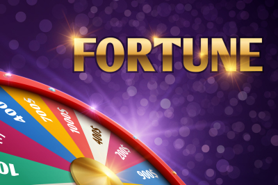 Vector gambling background with 3d fortune chance wheel