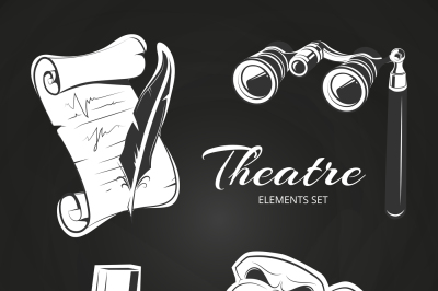 Theatre symbols set on chalkboard