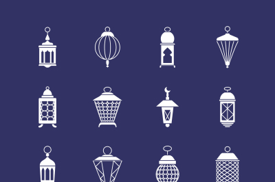 Antique arabic ramadan light lanterns muslim vector icons