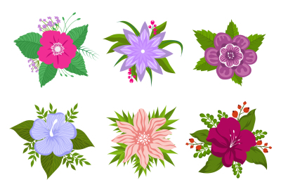 Decorative nature flower vector set