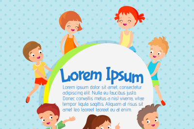 Cartoon vector kids poster. Fun children kindergarten party background