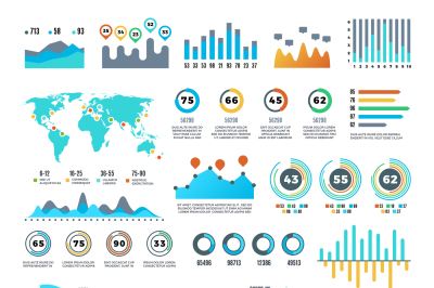 Business demographics and statistics infographic elements with colourf