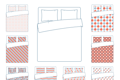 Linen and bedding, duvet vector textile patterns template