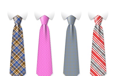 Neck ties vector templates with plaid texture design