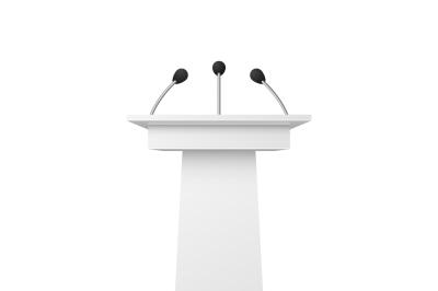 White empty podium tribune for public speech with microphones vector i