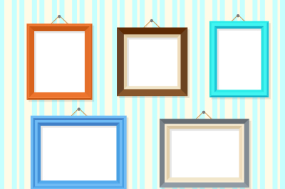 Retro picture image cartoon frames vector set