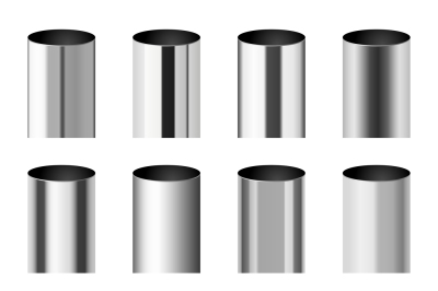 Chrome metal polished gradients corresponding to cylinder pipe vector 