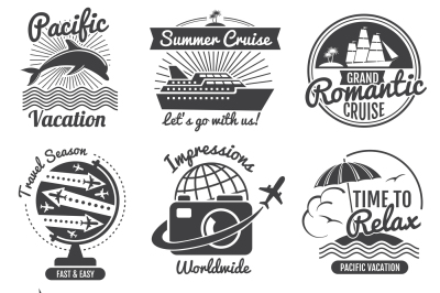 Vintage travel vector logo set