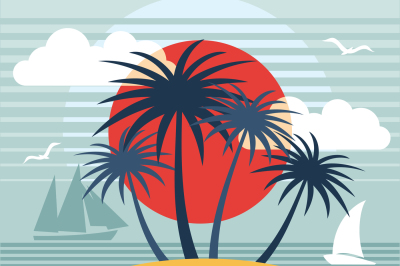 Beach party retro summer vector poster or flyer