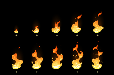 Ignition and fading fire trap animation sprite sheet cartoon vector se