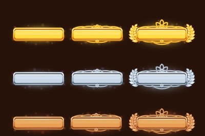Bronze, silver and golden cartoon vector title banners