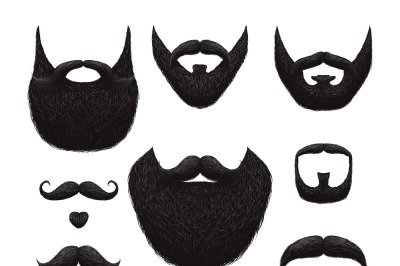 Hand drawn beards and mustaches vector collection