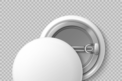 White blank badging round button badge isolated vector template