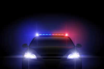 Sheriff police car at night with flashing light vector illustration