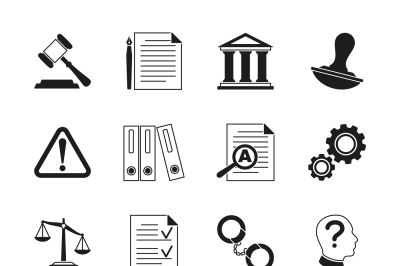 Law consulting, legal compliance vector icons