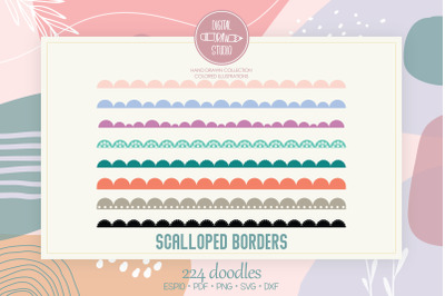 Scalloped Border Colored Clip art | Lace | Divider | Illustrator brush