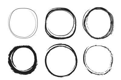 Scribble highlight circles isolate on white background