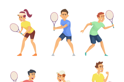 Tennis players isolate on white background