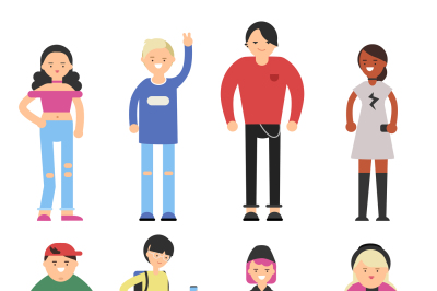 Vector stylized characters of hipster peoples male and female