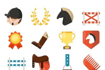 Equestrian sport icon set isolate on white background