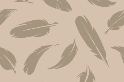 Seamless pattern of various feathers. Monochrome pictures