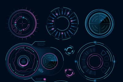 Futuristic digital graphics. Hud radial shapes for web interface