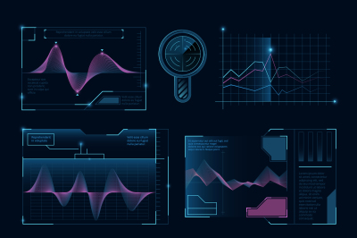 Digital music waves. Futuristic hud elements for user interface