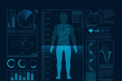 Futuristic medical symbols of scan for web interface. Visualization of