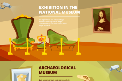 Museum exhibition. Vector banners set