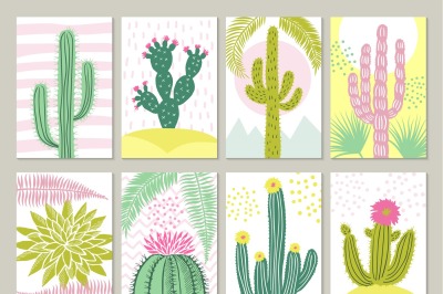 Cards template with pictures of cactuses