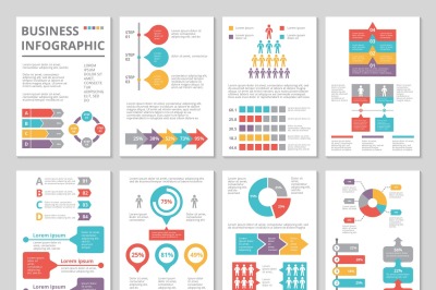 Design project of business annual report with infographic pictures