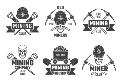 Mineral and gold mining. Vector emblems