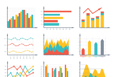 Financial business graphics and diagram set in vector style. Infograph