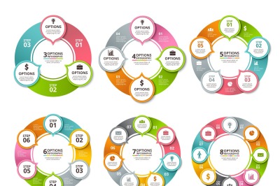 Various radial shapes and circles for business infographic