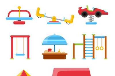 Equipment for childrens playground. Flat vector illustrations isolate 