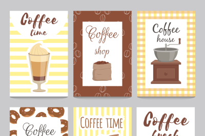 Design template of vintage cards for coffee shop