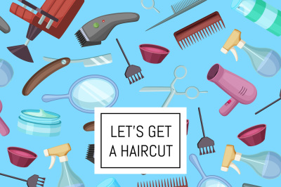 Vector hairdresser or barber cartoon elements