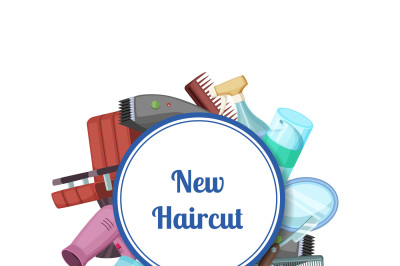 Vector hairdresser or barber cartoon elements