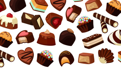 Vector background with place for text and cartoon chocolate candies