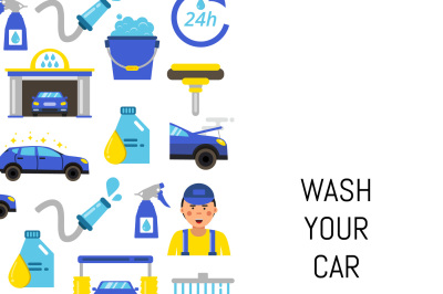 Vector with car wash flat icons