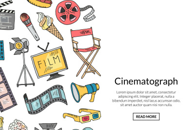 Vector cinema doodle icons