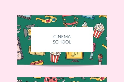 Vector cinema icons business card template